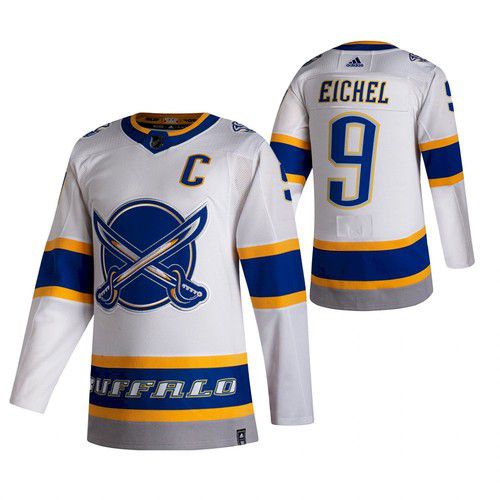 Men Buffalo Sabres 9 Eichel White NHL 2021 Reverse Retro jersey